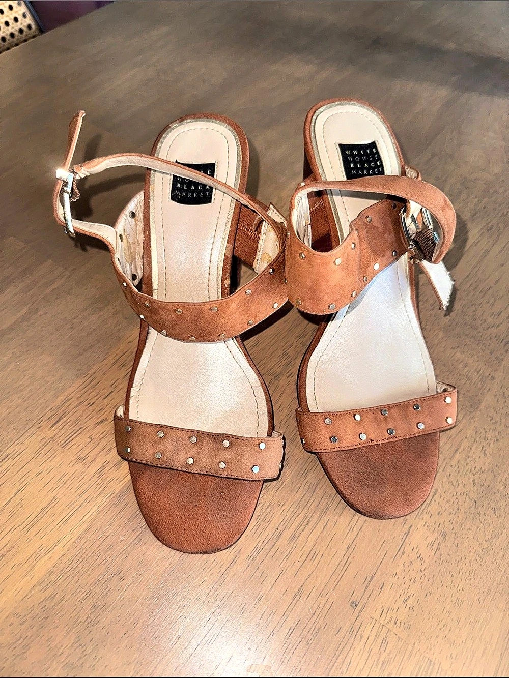 White House Black Market Studded Brown Heels